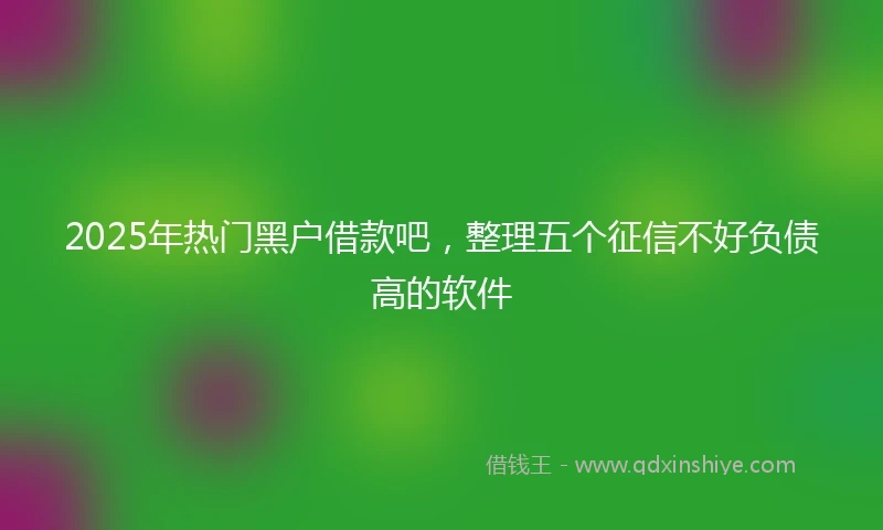 2025年热门黑户借款吧，整理五个征信不好负债高的软件