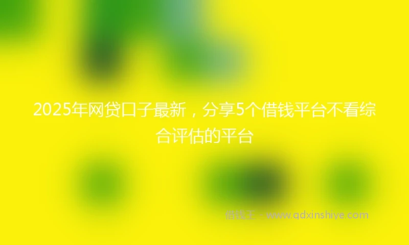 2025年网贷口子最新，分享5个借钱平台不看综合评估的平台