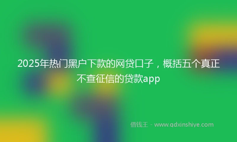 2025年热门黑户下款的网贷口子，概括五个真正不查征信的贷款app