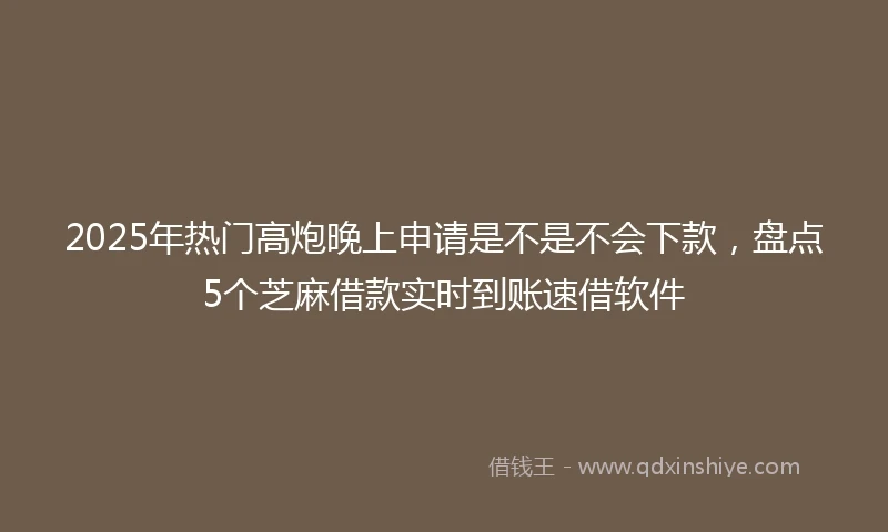 2025年热门高炮晚上申请是不是不会下款，盘点5个芝麻借款实时到账速借软件