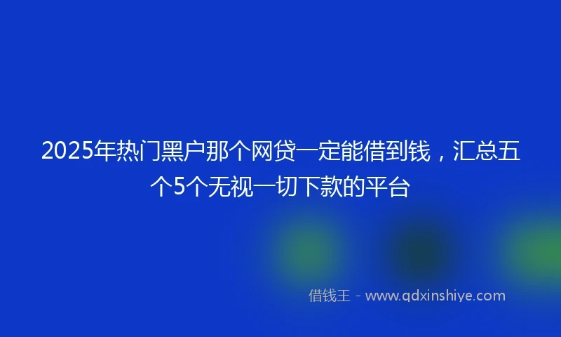 2025年热门黑户那个网贷一定能借到钱，汇总五个5个无视一切下款的平台