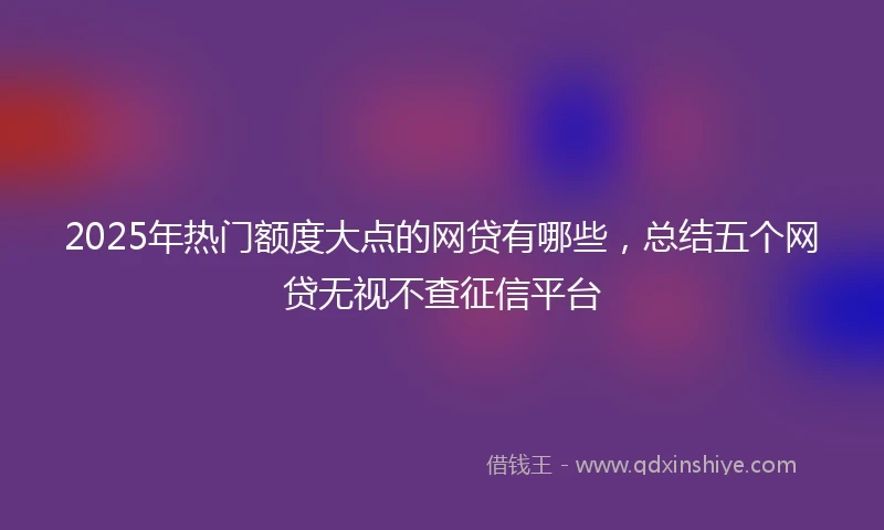 2025年热门额度大点的网贷有哪些，总结五个网贷无视不查征信平台