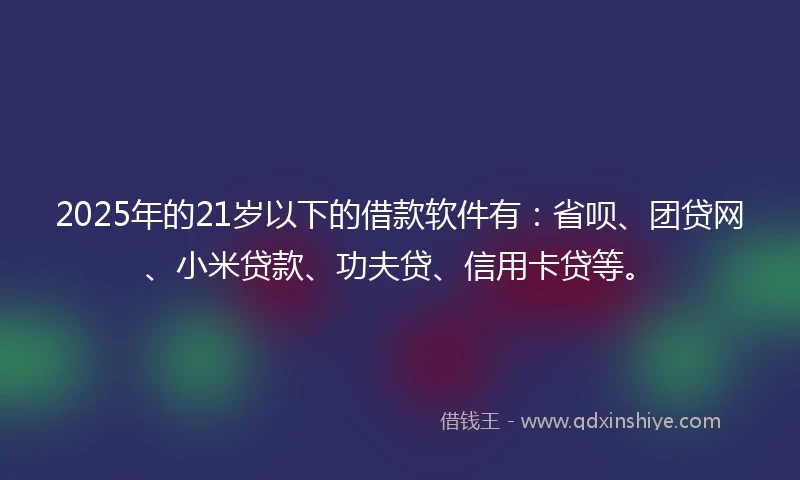 2025年的21岁以下的借款软件有：省呗、团贷网、小米贷款、功夫贷、信用卡贷等。