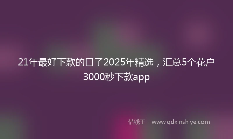 21年最好下款的口子2025年精选，汇总5个花户3000秒下款app