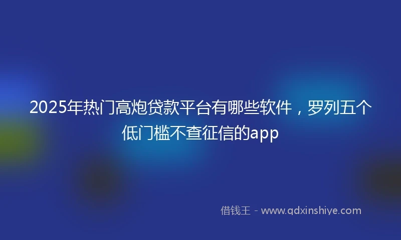 2025年热门高炮贷款平台有哪些软件，罗列五个低门槛不查征信的app