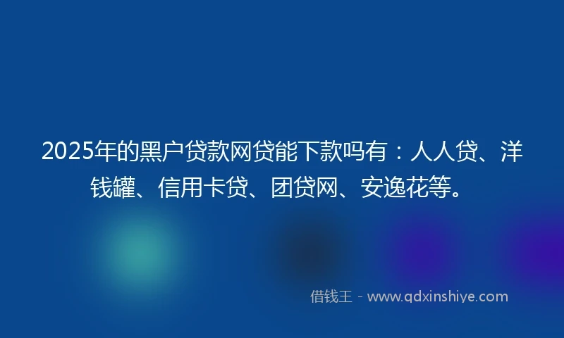 2025年的黑户贷款网贷能下款吗有：人人贷、洋钱罐、信用卡贷、团贷网、安逸花等。