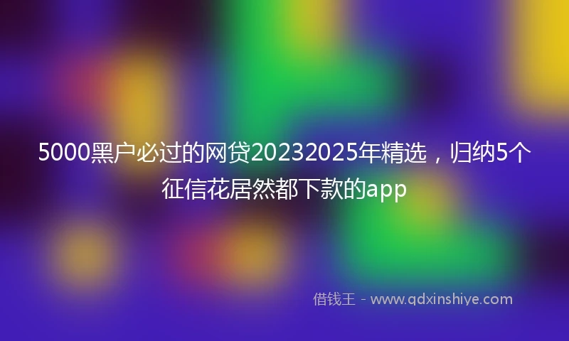 5000黑户必过的网贷20232025年精选，归纳5个征信花居然都下款的app