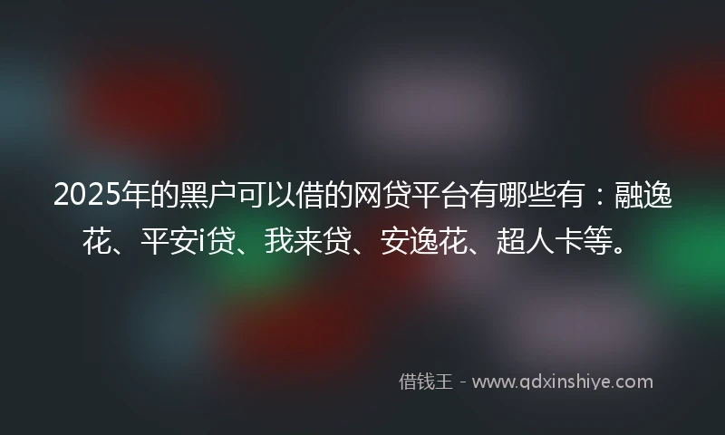 2025年的黑户可以借的网贷平台有哪些有：融逸花、平安i贷、我来贷、安逸花、超人卡等。