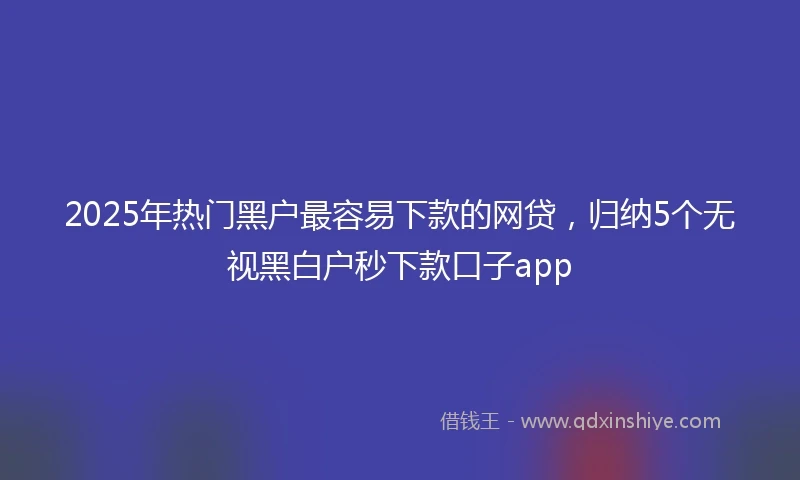 2025年热门黑户最容易下款的网贷，归纳5个无视黑白户秒下款口子app