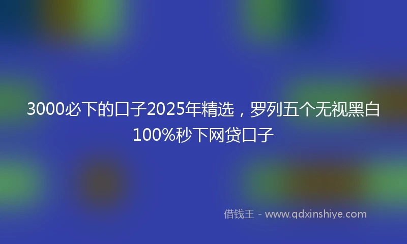 3000必下的口子2025年精选，罗列五个无视黑白100%秒下网贷口子