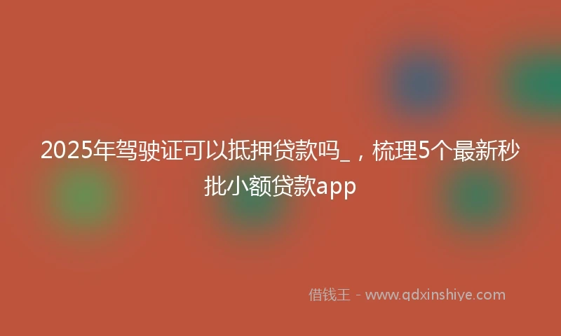 2025年驾驶证可以抵押贷款吗_，梳理5个最新秒批小额贷款app