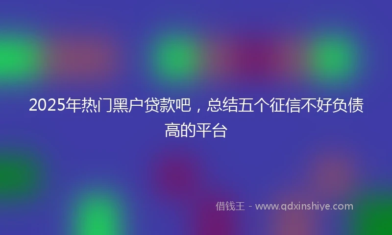 2025年热门黑户贷款吧，总结五个征信不好负债高的平台