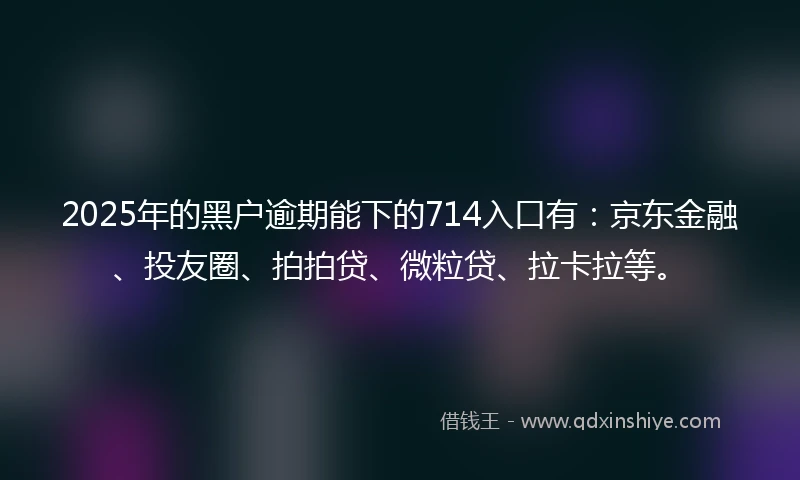 2025年的黑户逾期能下的714入口有：京东金融、投友圈、拍拍贷、微粒贷、拉卡拉等。