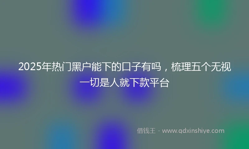 2025年热门黑户能下的口子有吗，梳理五个无视一切是人就下款平台