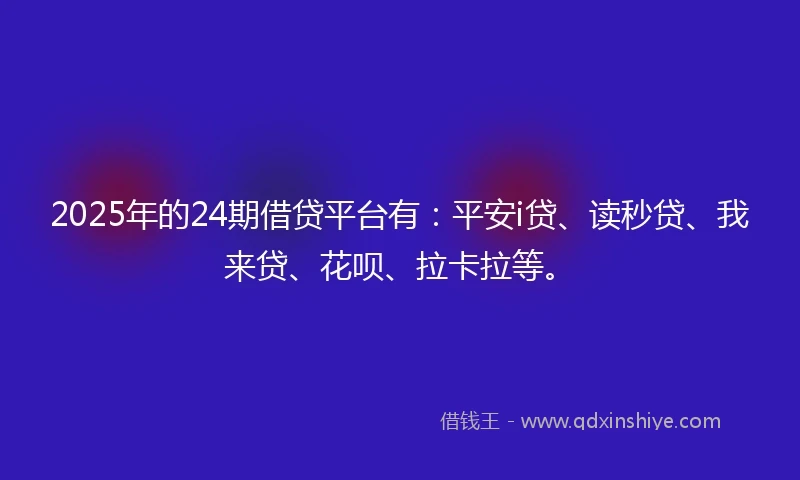 2025年的24期借贷平台有：平安i贷、读秒贷、我来贷、花呗、拉卡拉等。