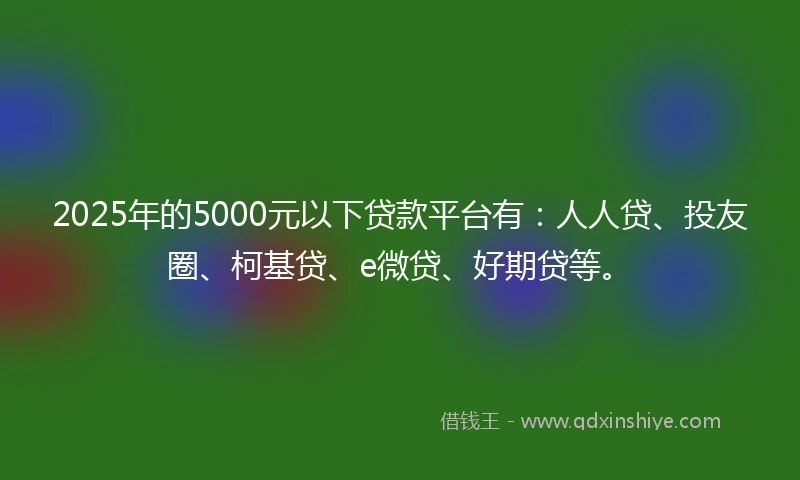 2025年的5000元以下贷款平台有：人人贷、投友圈、柯基贷、e微贷、好期贷等。