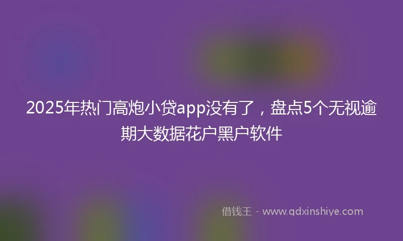 2025年热门高炮小贷app没有了，盘点5个无视逾期大数据花户黑户软件