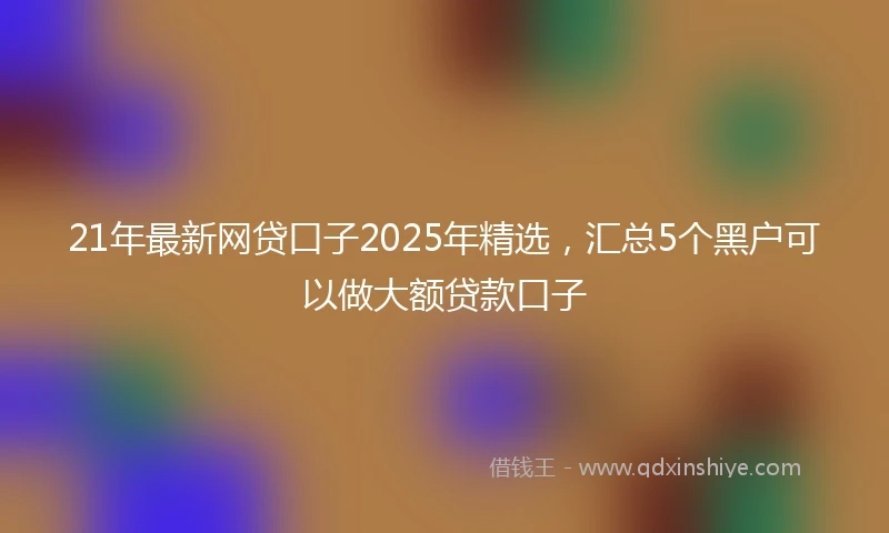 21年最新网贷口子2025年精选，汇总5个黑户可以做大额贷款口子