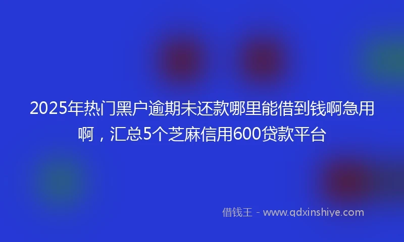 2025年热门黑户逾期未还款哪里能借到钱啊急用啊，汇总5个芝麻信用600贷款平台