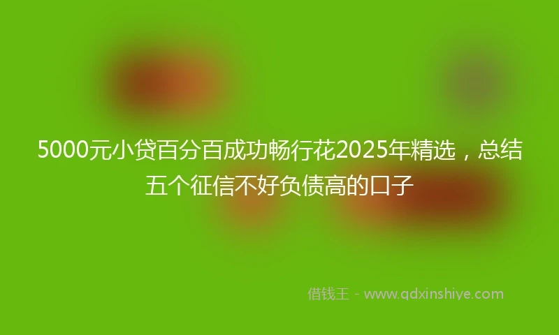 5000元小贷百分百成功畅行花2025年精选，总结五个征信不好负债高的口子