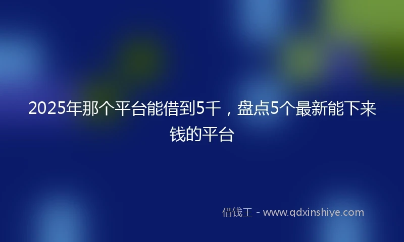 2025年那个平台能借到5千，盘点5个最新能下来钱的平台