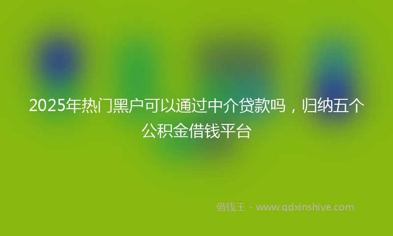 2025年热门黑户可以通过中介贷款吗，归纳五个公积金借钱平台