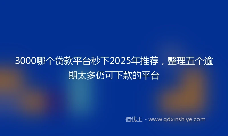 3000哪个贷款平台秒下2025年推荐，整理五个逾期太多仍可下款的平台