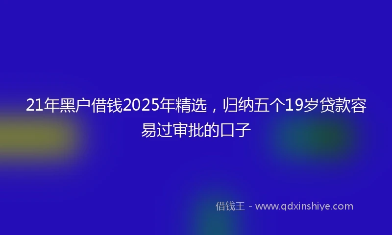 21年黑户借钱2025年精选，归纳五个19岁贷款容易过审批的口子
