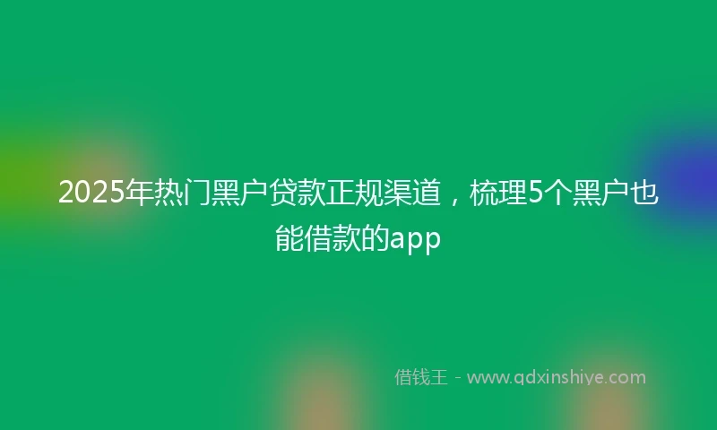 2025年热门黑户贷款正规渠道，梳理5个黑户也能借款的app