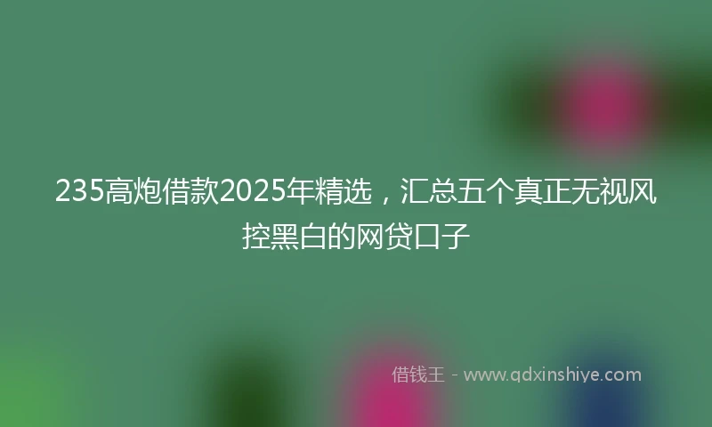 235高炮借款2025年精选，汇总五个真正无视风控黑白的网贷口子