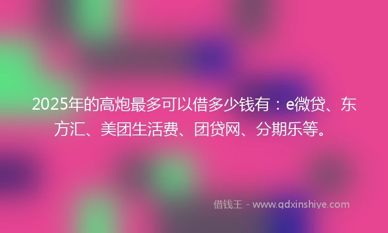 2025年的高炮最多可以借多少钱有：e微贷、东方汇、美团生活费、团贷网、分期乐等。