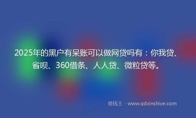 2025年的黑户有呆账可以做网贷吗有：你我贷、省呗、360借条、人人贷、微粒贷等。