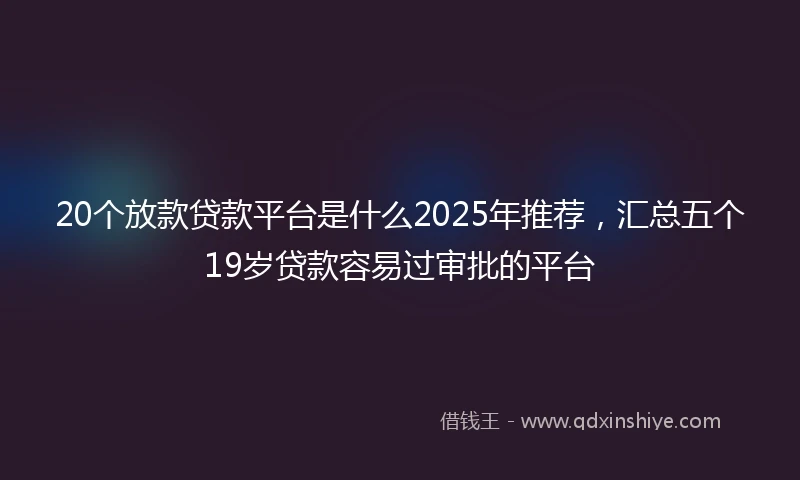 20个放款贷款平台是什么2025年推荐，汇总五个19岁贷款容易过审批的平台