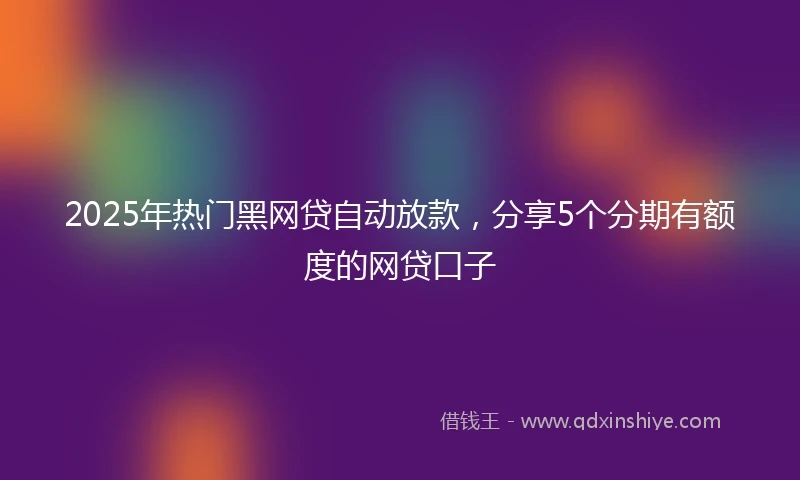 2025年热门黑网贷自动放款，分享5个分期有额度的网贷口子