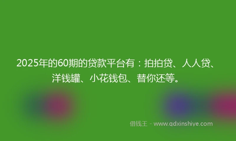 2025年的60期的贷款平台有：拍拍贷、人人贷、洋钱罐、小花钱包、替你还等。