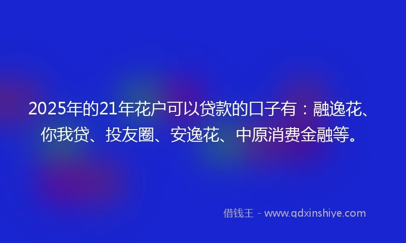 2025年的21年花户可以贷款的口子有：融逸花、你我贷、投友圈、安逸花、中原消费金融等。