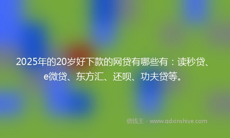 2025年的20岁好下款的网贷有哪些有：读秒贷、e微贷、东方汇、还呗、功夫贷等。