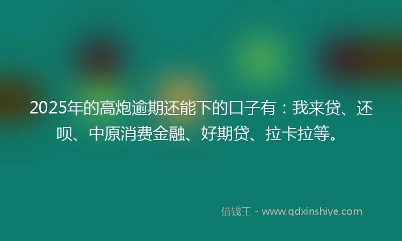 2025年的高炮逾期还能下的口子有：我来贷、还呗、中原消费金融、好期贷、拉卡拉等。