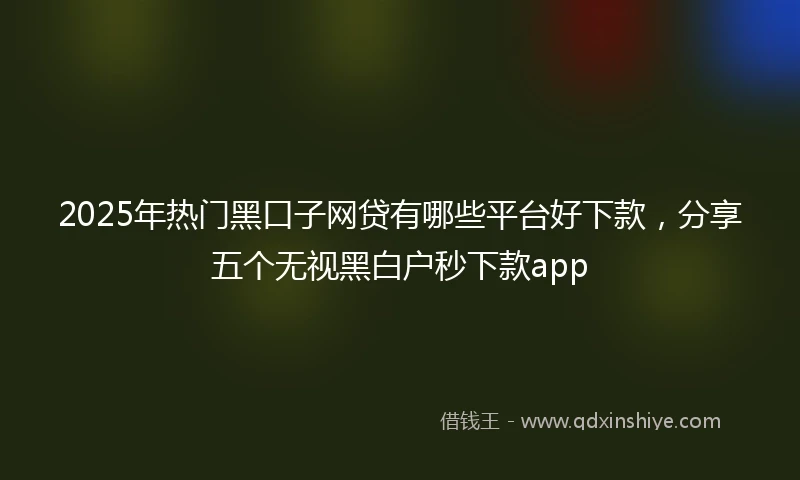 2025年热门黑口子网贷有哪些平台好下款，分享五个无视黑白户秒下款app