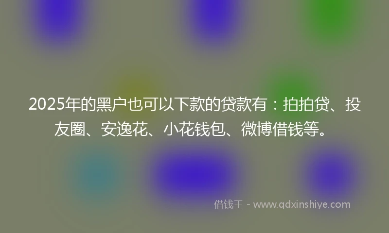 2025年的黑户也可以下款的贷款有：拍拍贷、投友圈、安逸花、小花钱包、微博借钱等。