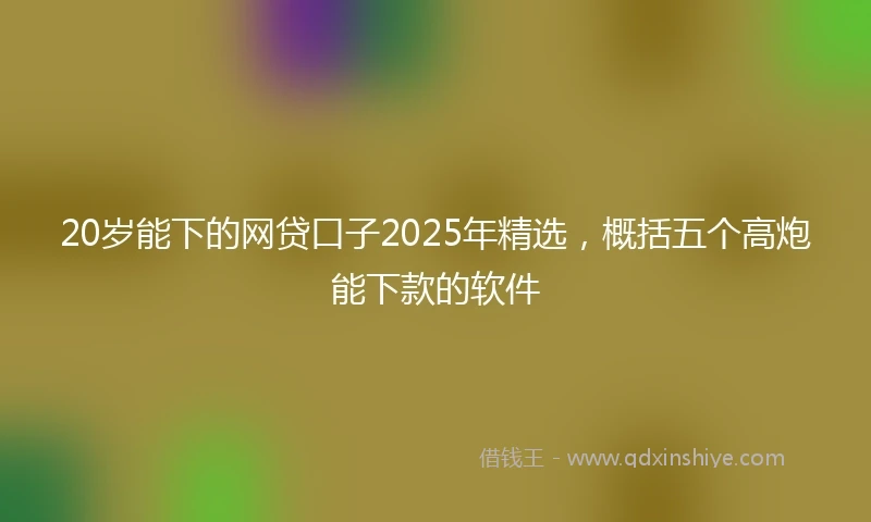 20岁能下的网贷口子2025年精选，概括五个高炮能下款的软件