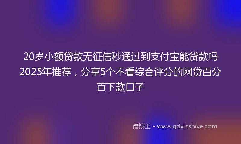 20岁小额贷款无征信秒通过到支付宝能贷款吗2025年推荐，分享5个不看综合评分的网贷百分百下款口子