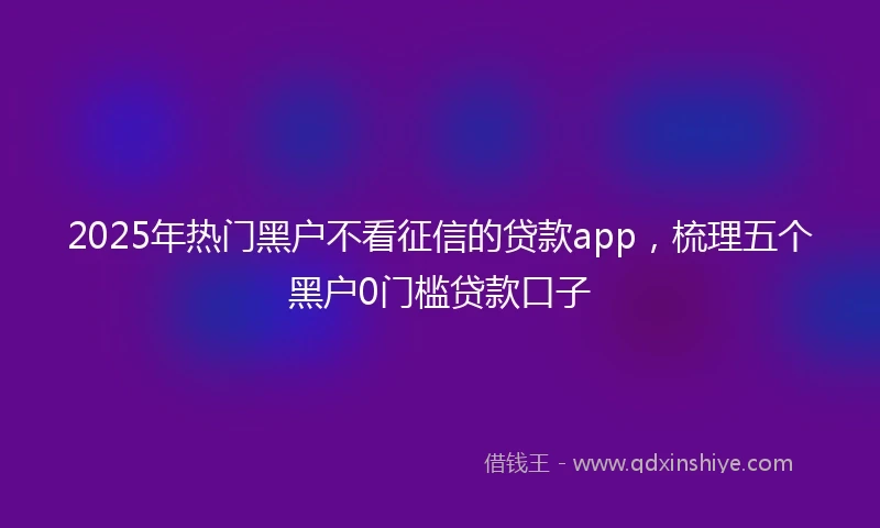 2025年热门黑户不看征信的贷款app，梳理五个黑户0门槛贷款口子