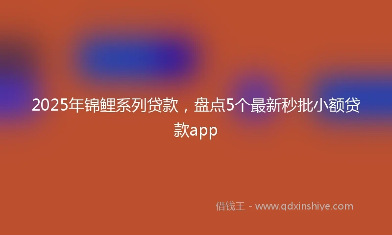 2025年锦鲤系列贷款，盘点5个最新秒批小额贷款app