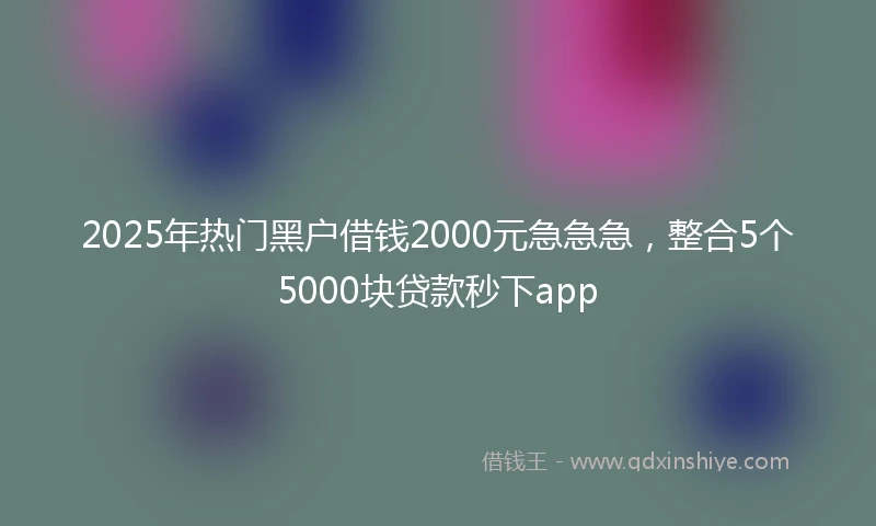 2025年热门黑户借钱2000元急急急，整合5个5000块贷款秒下app