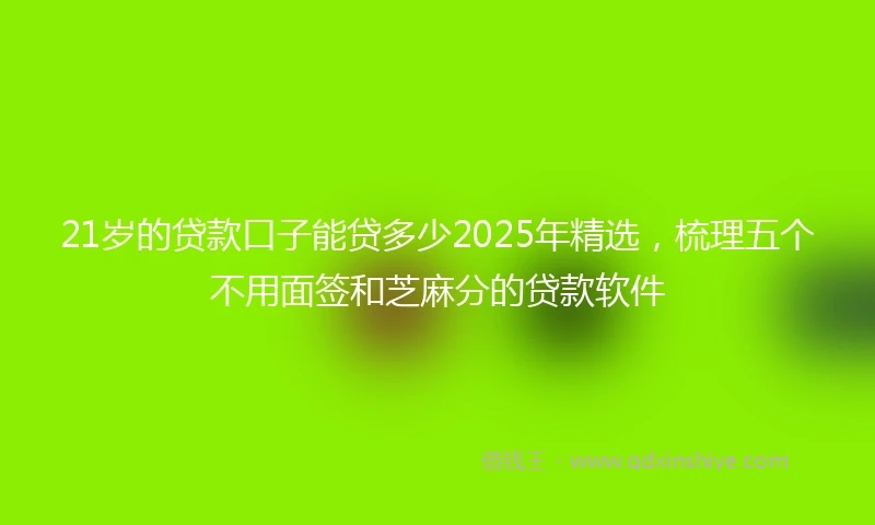 21岁的贷款口子能贷多少2025年精选，梳理五个不用面签和芝麻分的贷款软件