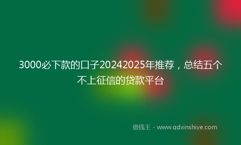 3000必下款的口子20242025年推荐，总结五个不上征信的贷款平台