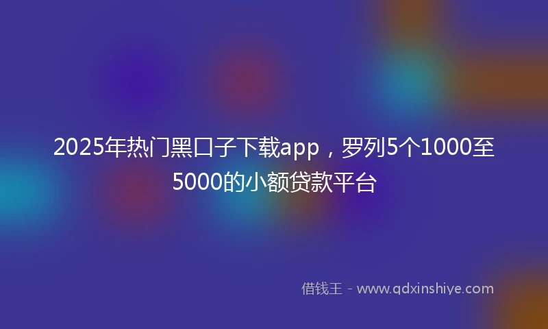 2025年热门黑口子下载app，罗列5个1000至5000的小额贷款平台