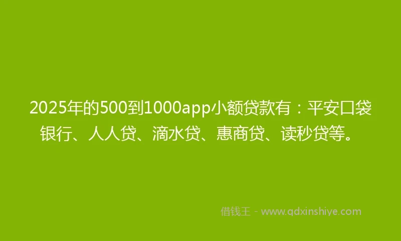 2025年的500到1000app小额贷款有：平安口袋银行、人人贷、滴水贷、惠商贷、读秒贷等。