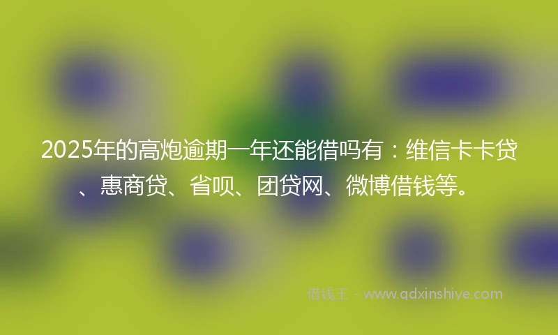 2025年的高炮逾期一年还能借吗有：维信卡卡贷、惠商贷、省呗、团贷网、微博借钱等。